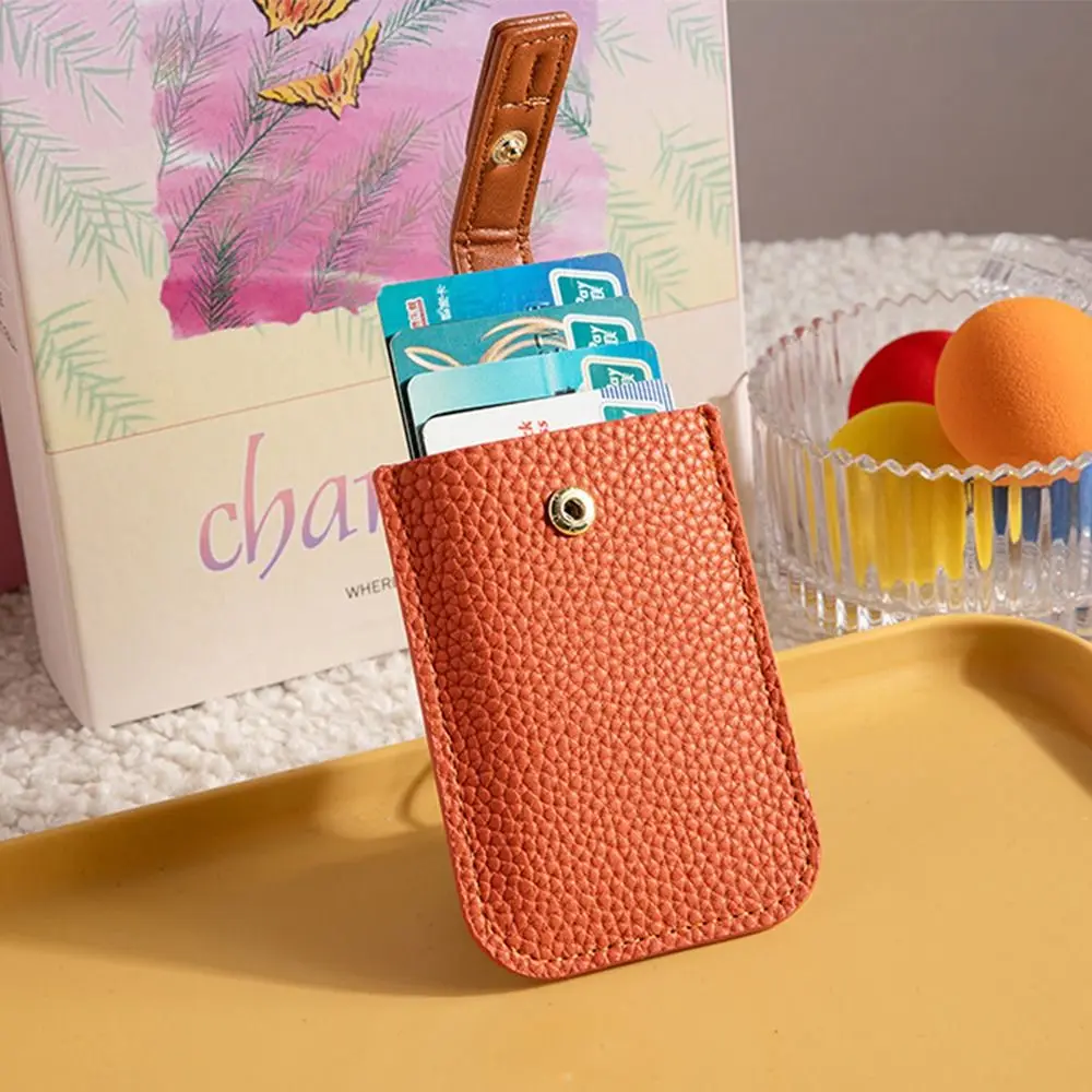 Pull-out Hasp Mini Card Bag Slim Cardholder Multi-Slot ID Card Holder Laminated Concealed PU Leather Purses Men