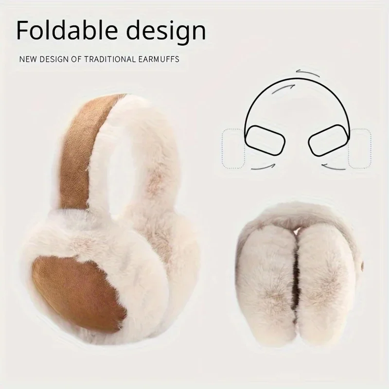 Classic Suede Plush Ear Warmers - Non-Slip Foldable Earmuffs for Men & Women Perfect Gift for Christmas