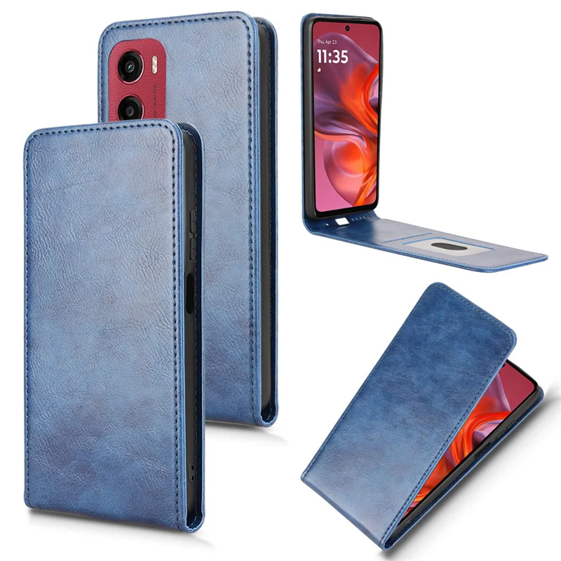 For Motorola Moto G05 4G Vertical Flip Cover Case Silicone Soft Leather Wallet Card Protector Case For Motorola Moto E15 4G