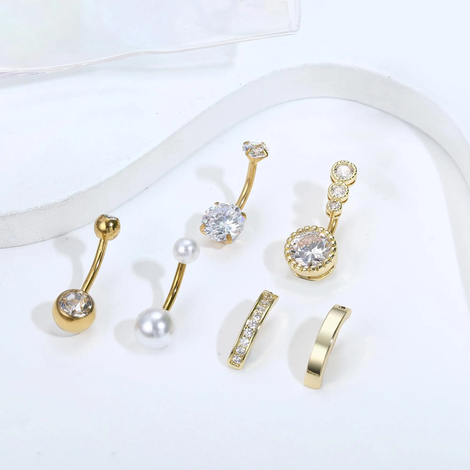 9 Pièces Piercing Au Nombril Titane Piercing Au Nombril En Acier Inoxydable Anneau De Nombril Corps Corps Ventre Barre Piercing Au Nombril Cristal DQ-1