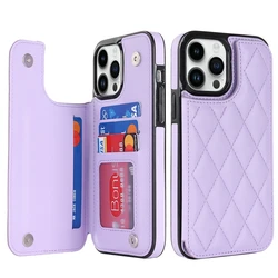 Compact Leather Wallet with Fragrant Finish and RFID Blocking, featuring Magnetic Double Buckle Closure - iPhone 13 (Purple)