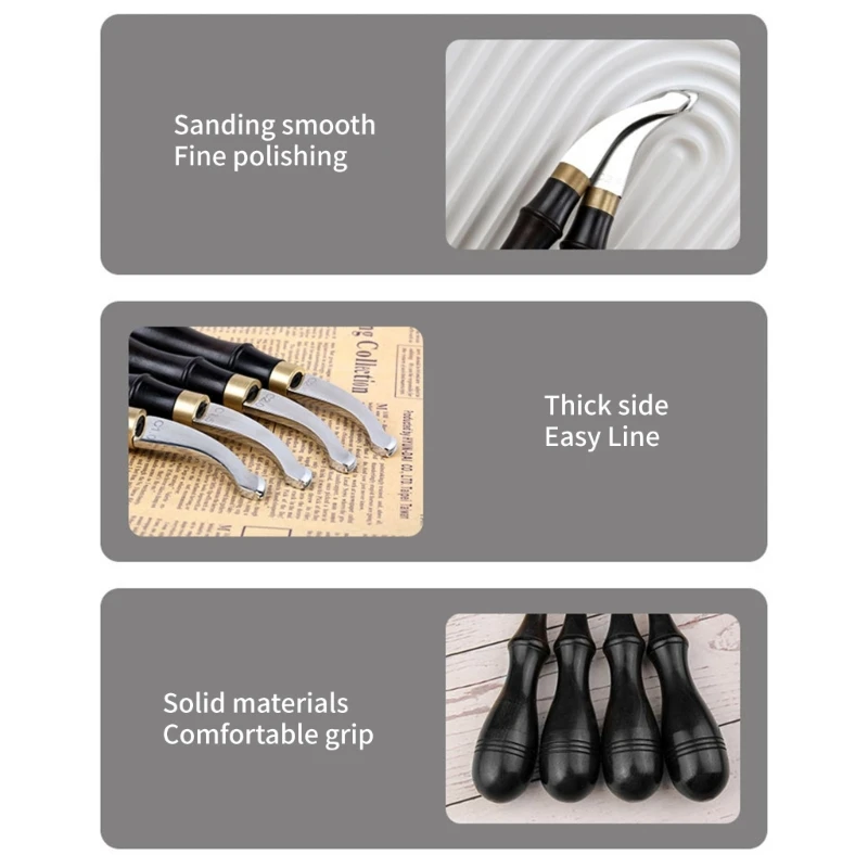 Leather Tool Leather Edger Creaser Wooden Handle Leather Shallow Slot Edging Device Trimmer Grooving Creasing