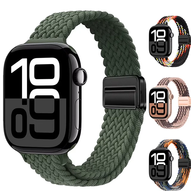Bracelet en Nylon à boucle tressée mince pour Apple Watch 11 10 46/42mm Ultra 3 49mm, iWatch 9 8 7 6 5 4 SE 45mm 41mm 40mm 44mm 1