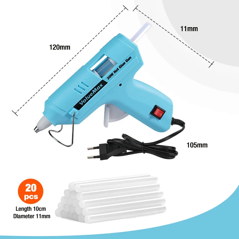 20W Hot Melt Glue Gun for Home DIY Quick Repair Mini Glue Gun Tool With 20 PCS 7MM Sticks Hot Melt Glue Gun Hot Glue Gun