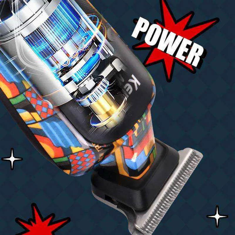 KM-MAX5090 Multifunktions-Trimmer für Herren mit elektrischem Antrieb und Graffiti-Aufdruck, Gesichtsrasierer mit USB-Ladefunktion_voghion.com