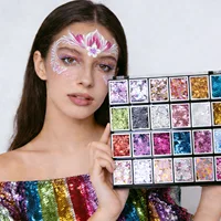 Palette de 24 couleurs de paillettes épaisses à base d'huile pour le visage et le corps, peinture à paillettes pour les lèvres, les ongles, les cheveux, maquillage scintillant, gel de base pour le corps 1