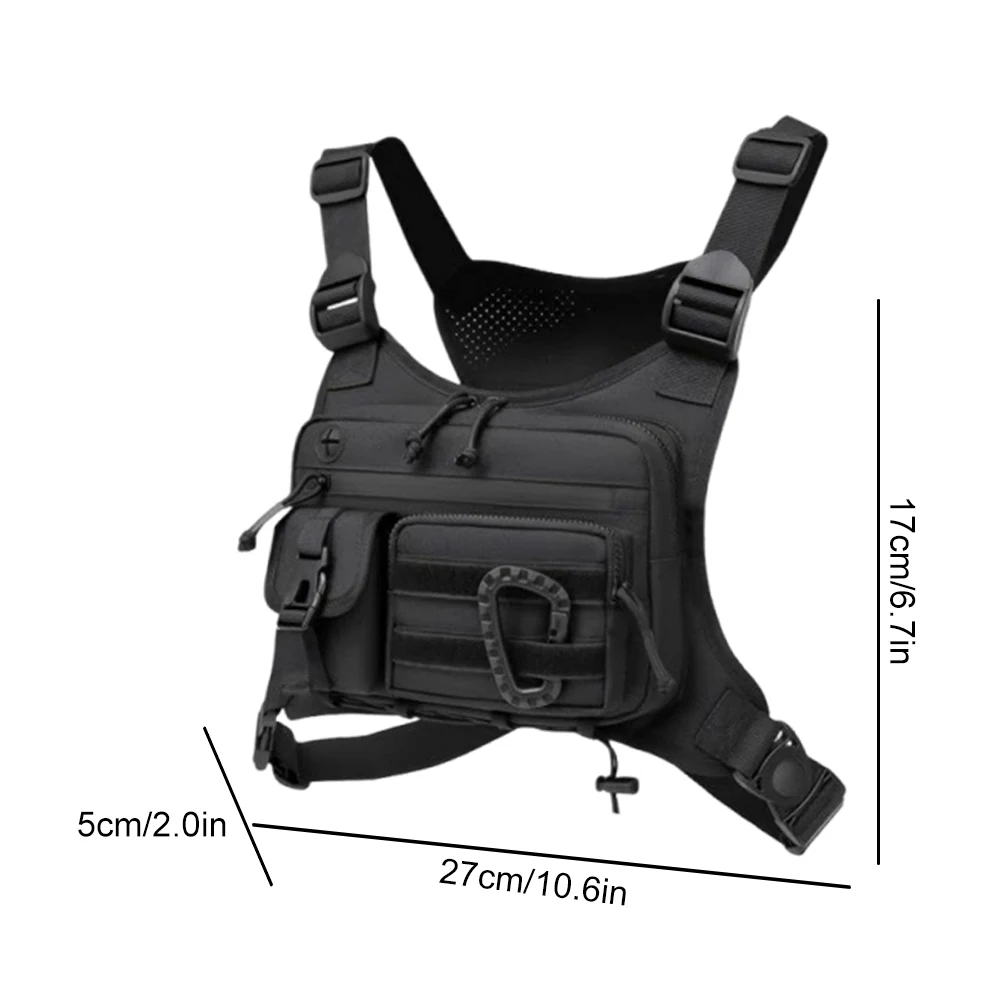 Outdoor Cycling Chest Bag Large Capacity Multifunctional Vest Chest Bag Adjustable Strap Nylon Hunt Vest Bag Work Backpack