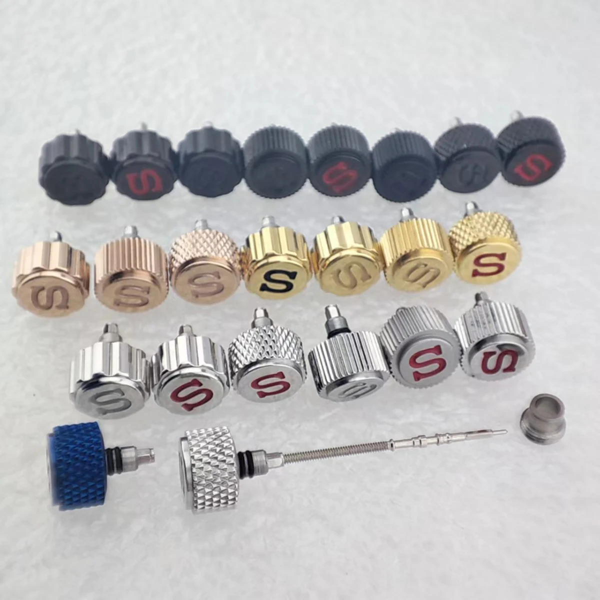 S Crown Mod Nh35 Case Crown Skx007 Watch Crown Signed S Logo Mod Parts Finitura Lucida Per Movimento Nh35 Nh36 Fit Skx009 Skx013