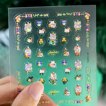 테미스의 눈물 루크 아르템 빈 마리우스 A 스티커 패치, 3D 네일 아트 스티커, DIY 네일 아트 장식, 크리스마스 미니 구 카드 스티커