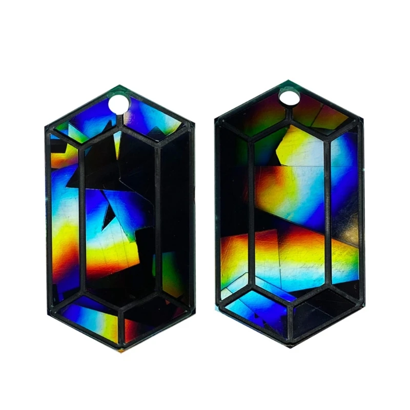 Silicone Mold for Earring Pendant Holographic Hexagon Earring Resin Mold Rainbow Light Earring Keychain Charm Epoxy Mold