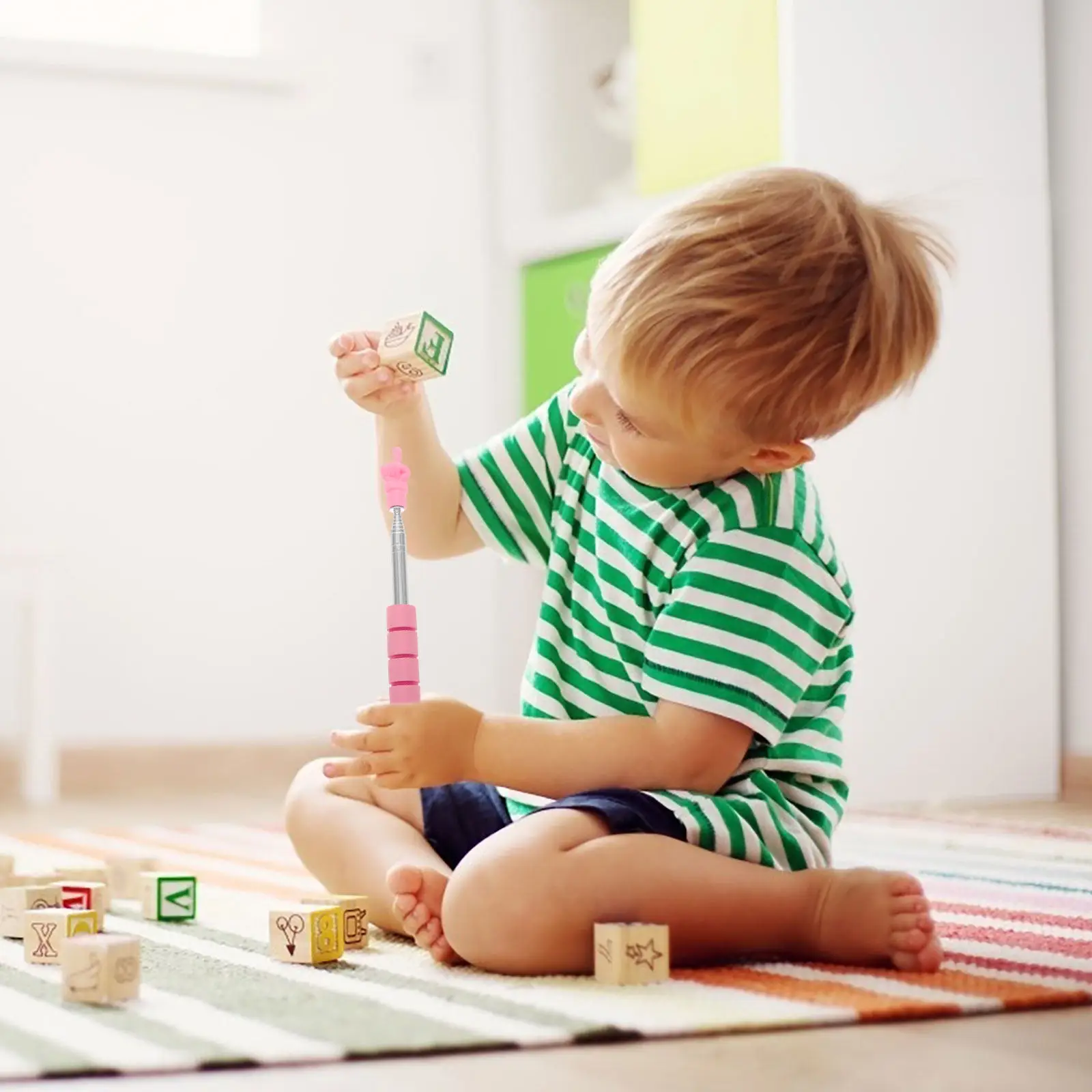 텔레스코픽 스테인레스 스틸 손가락 포인터 스틱 교실용 확장형 교육용 포인터 조기 학습 독서 보조 도구