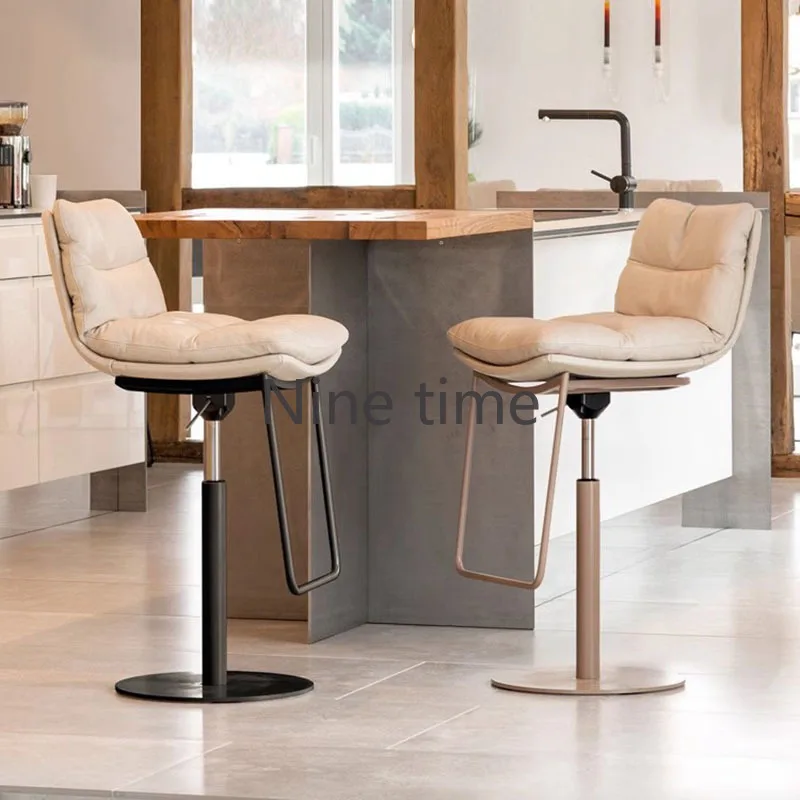 Island Modern Leather Bar Chairs Metal Luxury Dining Design Library Bar Chairs Kitchen High Taburetes Altos Cocina Furniture