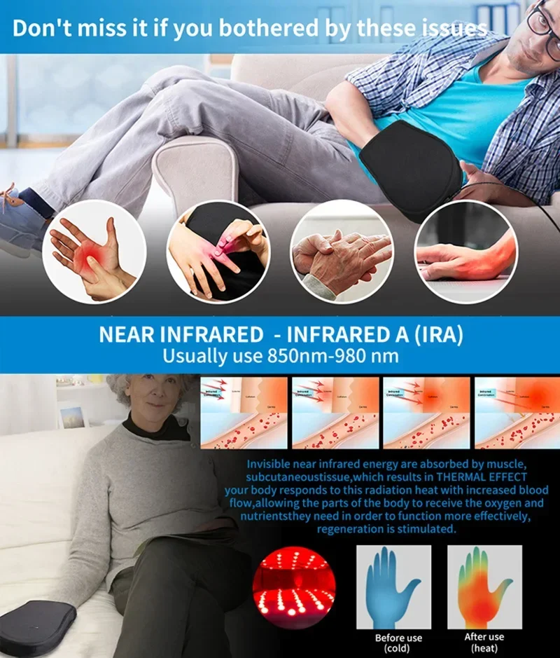 660& 850 nm Red & Infrared Light Therapy Glove