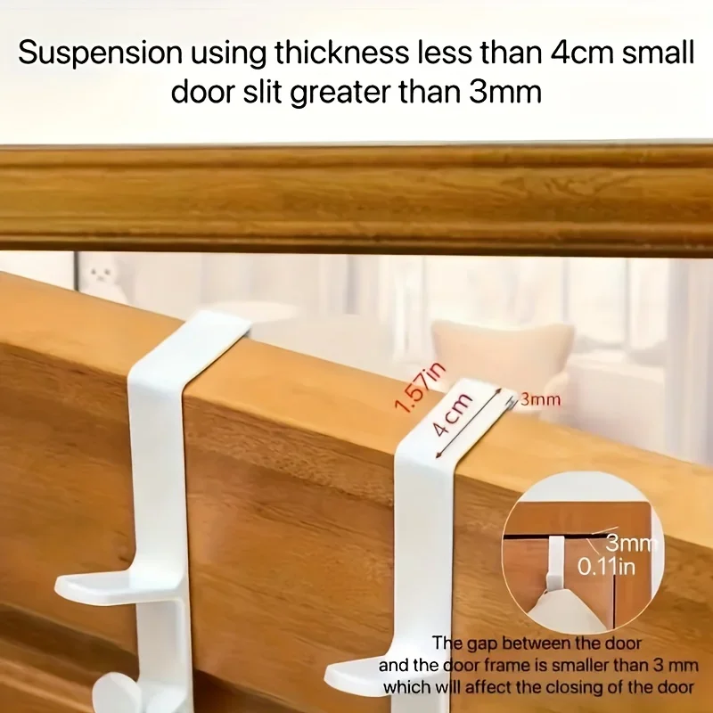 4pcs Set-5-Hook Door Hook, Back Pocket Storage Rack, Household Bathroom Storage Organizer For Bathrooms, Bedrooms