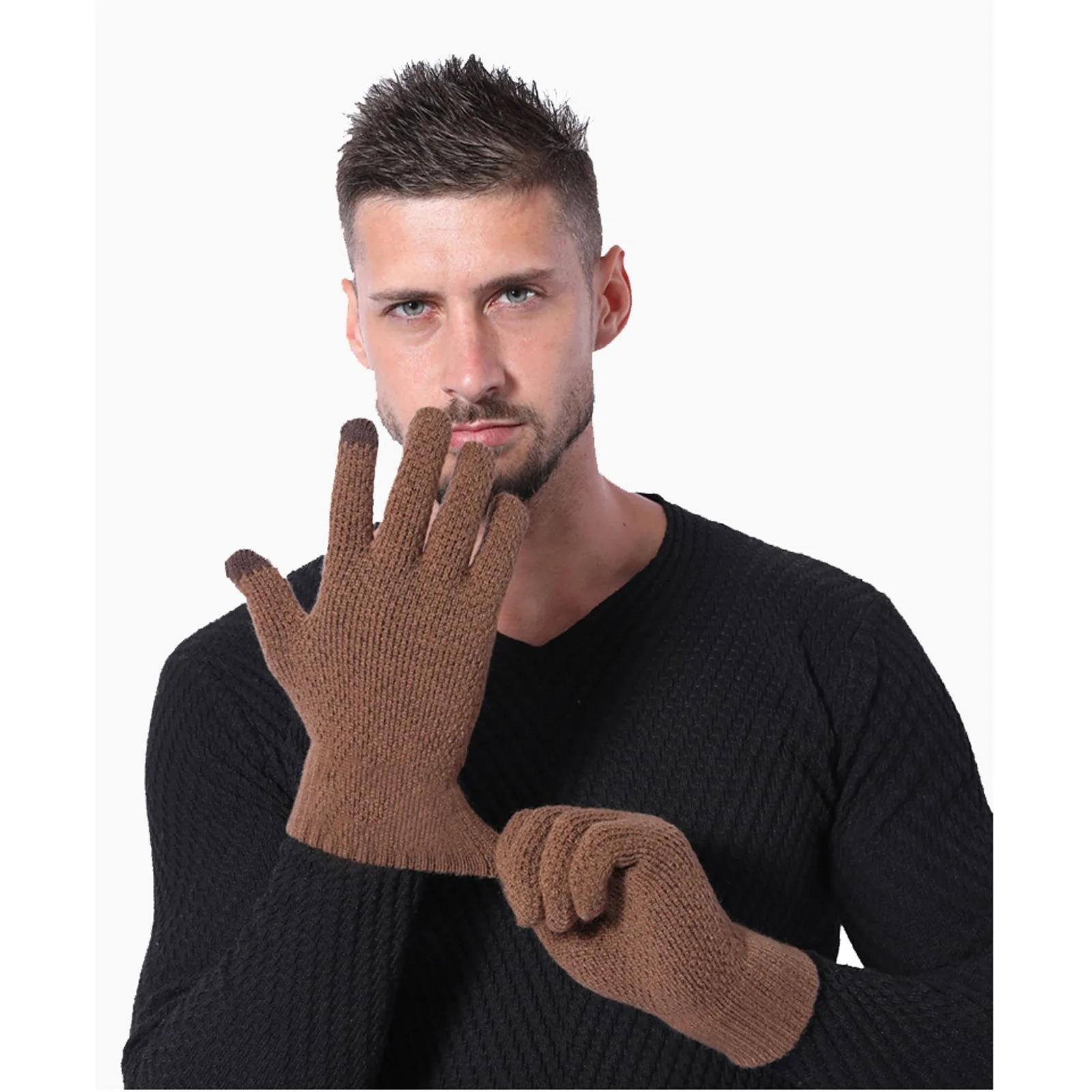 

Зимние вязаные плюшевые перчатки для женщин и мужчин, Осенние плотные однотонные варежки с закрытыми пальцами, теплые перчатки для рук, велосипедные перчатки для пар
