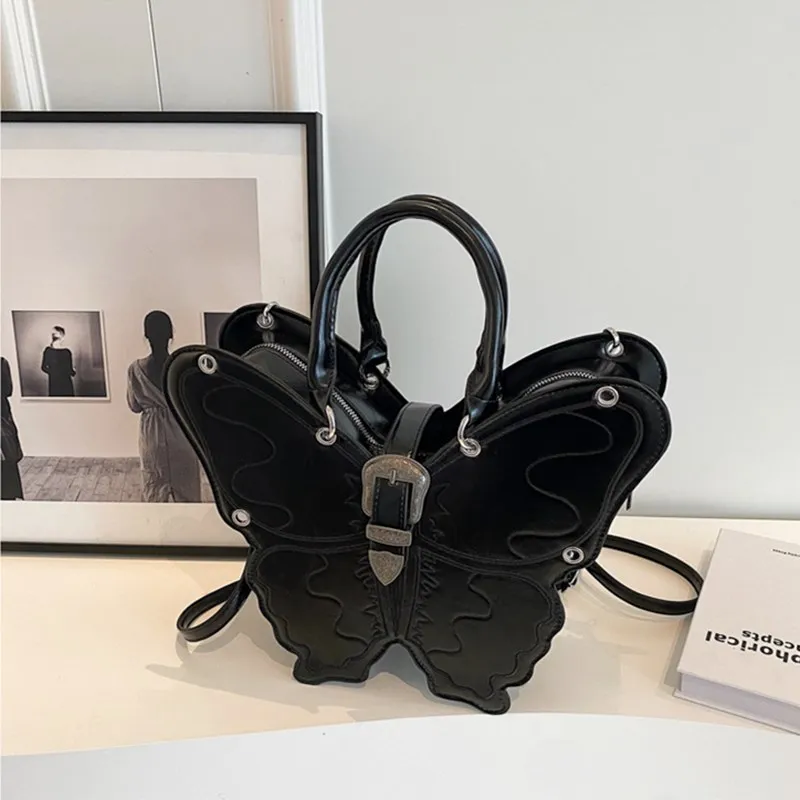 2023 New Butterfly Shape Women Satchel Bags Personalized Leather Retro Designer Backpacks Gothic Embroidery Girls Messenger Bags 2