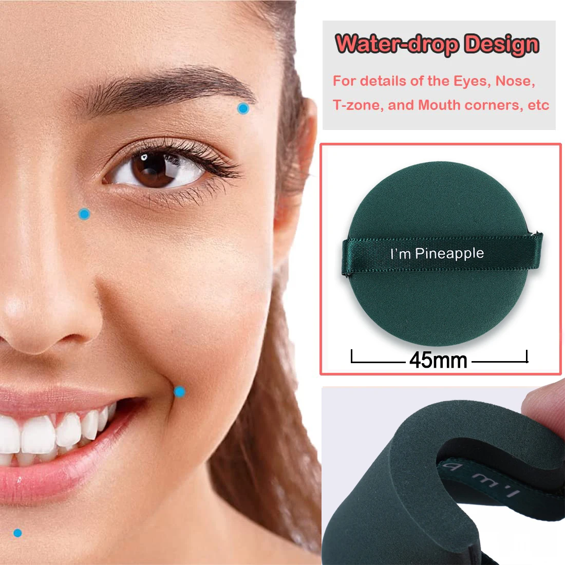 Colored Set Air Cushion Powder Puffs Breathable Thickened Folding Puff for Face Makeup Loose & Cosmetic Foundation Contouring 3