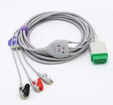 

portable factory cheap price EKG Cable ECG accessories 5 GE/ Biolight/ Contec Compatible VS type 5 lead wires Snap ECG CABLE