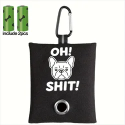 Funny 'Oh Shit' Dog Poop Bag Holder with Metal Clip and Hands - Free Design (Bulldog 2)