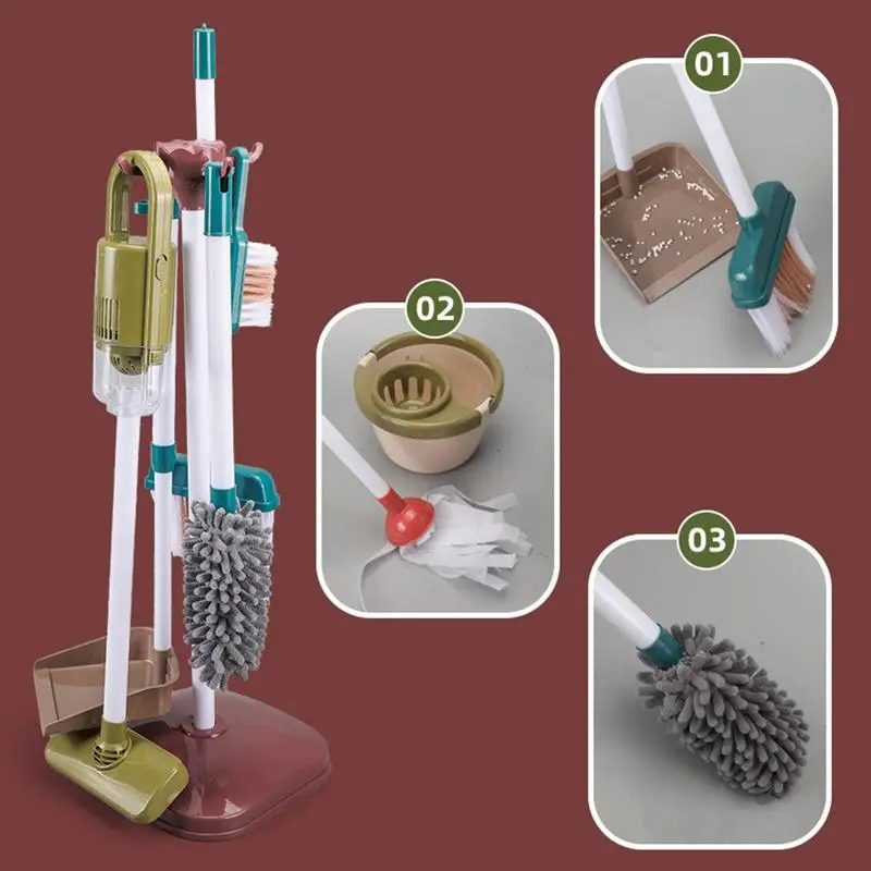 Kids Cleaning Set Pretend Play Kit Cleaning Toys Cleaning Toys Gift For Toddlers Include Broom Mop Duster Dustpan Brushes Rag 2