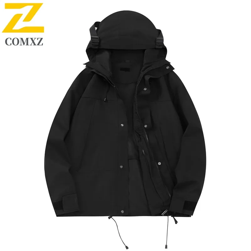 COMXZ Men Jacket Premium Hooded Outdoor Adventure Windproof Motorcycle Jacket Daily Comfort Lightweight Autumn New Clothing