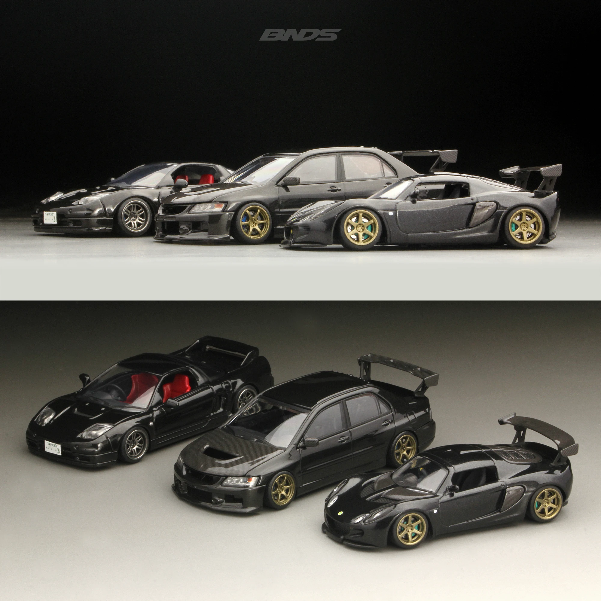 BNDS 1/64 ABS Wheels Black Chrome With Rubber Tires Assembly Rims Modified Parts for Model Cars Refitted Hotwheels Tomica MiniGT 2
