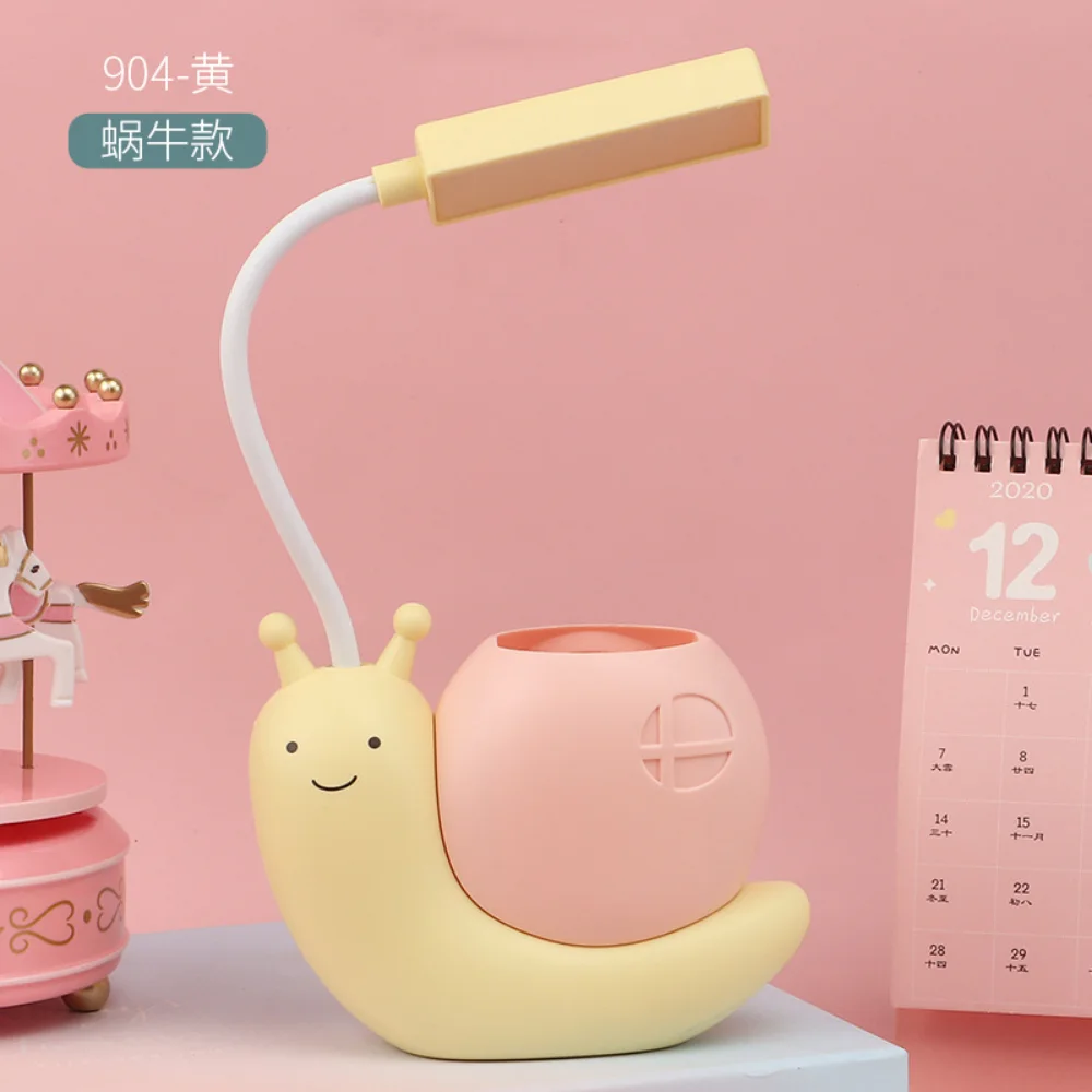 Cartoon table lamp cute snail night light USB rechargeable LED table light child eye protection desk lamp reading pen