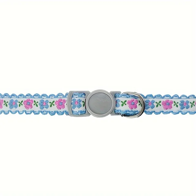 Exquisite Floral Embroidered Cat Collars, Adjustable And Durable Pet Collars, Cat Supplies, Cute Cat Collar With Bell   Perfect 2