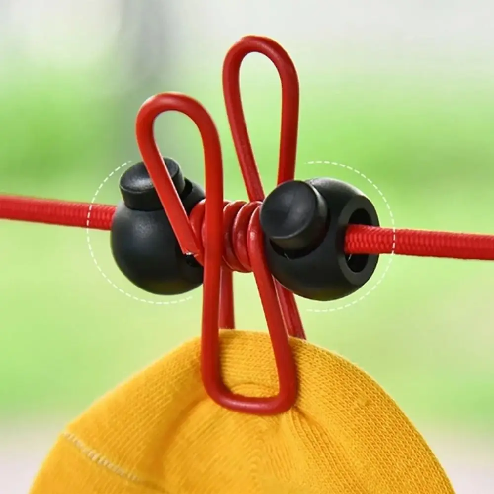 PP Cloth Outdoor Clothesline Iron Wire Adjustable Camping Clothesline Retractable With 12 Clothespins 5