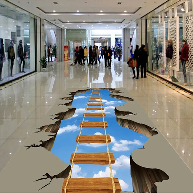 Custom Photo Floor Wallpaper 3D HD Adventure Cliff Mural Park Plaza Shopping Mall Non-slip Waterproof Self-adhesive Wallpaper handwritten waterproof erasable plastic price tag supermarket shopping mall fruit shop aquatic vegetable tag promotion price