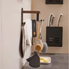 Solid wood wall-mounted kitchen hooks rotating multifunctional spoon spatula storage rack kitchen utensils shelves no punch 4