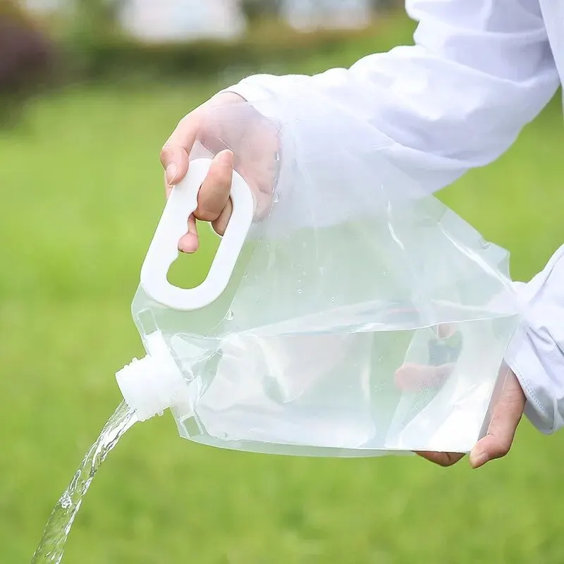 5L /10L 2pcs Outdoor Portable Folding Water Bag Travel Camping Plastic Large Capacity Water Storage Bags for Various Liquids