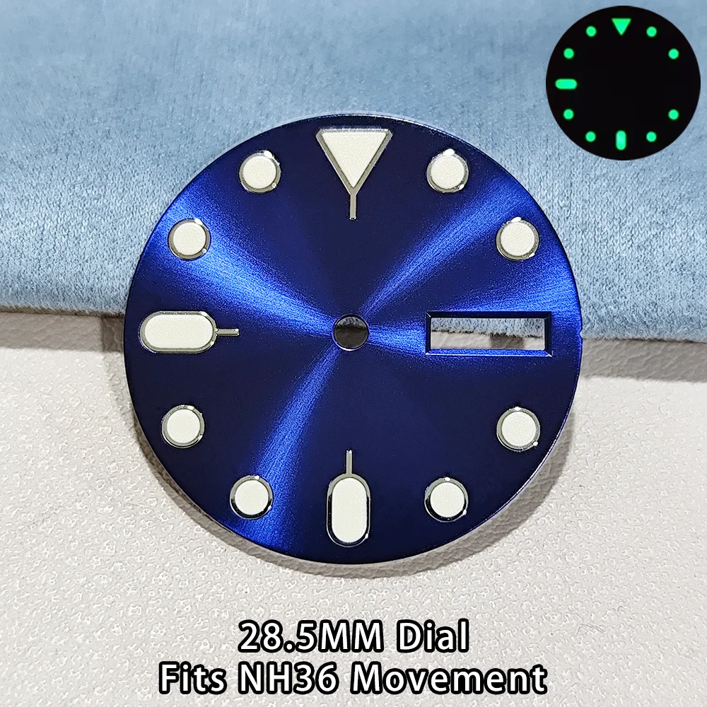 Green Luminous Watch Dial with Single/Dual Calendar Display - 28.5mm Accessory