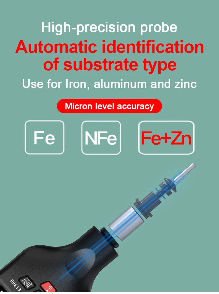 Description Picture 4 of itemR&D ET360 Magnetic Thickness Gauge Backlight Car Paint Tester 0-1500um Work Under Low Temperature 0.1um Russia English Manual