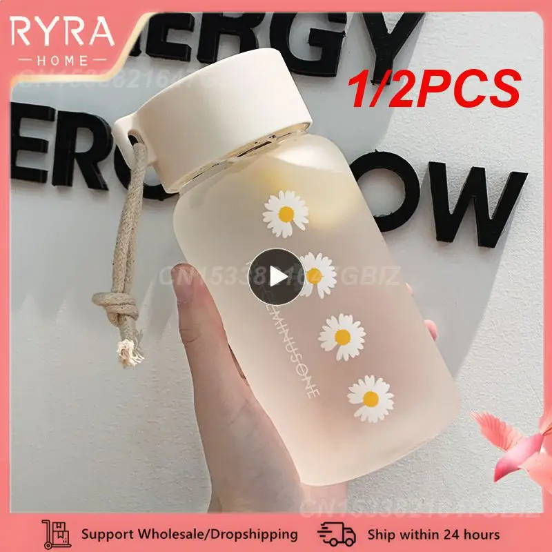 1/2Pcs Little Daisy Plastic Cup Summer Clear Glassato Water Cup Simple Fresh Maschio Femmina Studenti Regalo Cup Portable Outdoor Water