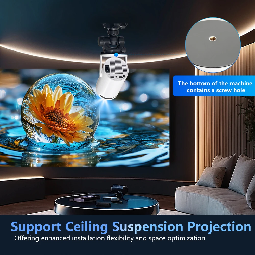 מגקוב מקרן h713 pro אנדרואיד 4k 11 wifi6 260 alliny alliny h713 bt5.0 1080p 1280*720 בית קולנוע חיצוני מקרין