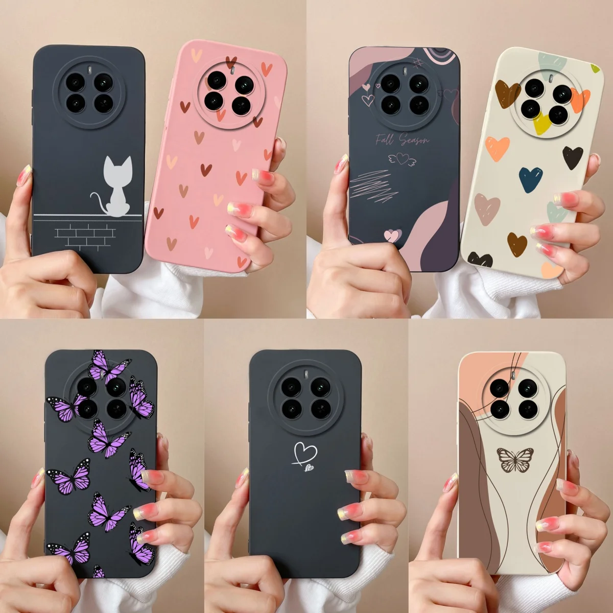 Colorful Hearts Soft Liquid Silicone Phone Case - Full Protection Back Cover