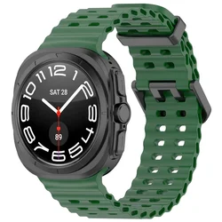 Marine Band Sports Silicone Strap Bracelet - Galaxy Watch Ultra (Green 10)