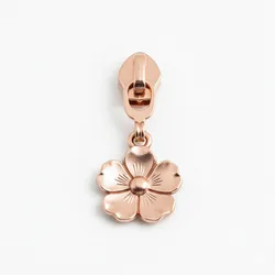 Set of Flower - Shaped Pull Tab Sliders with Detachable Metal Zipper Pull for DIY Crossbody and Shoulder Bags (Rose gold)