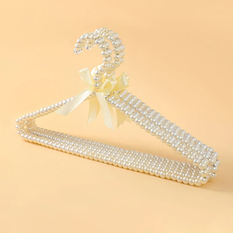 5Pcs Pearl Hanger Bow Tie Bride Dress Coat Hangers for Adult Pegs Clothes Elegant Universal Portable Organizer Clothespins 40cm
