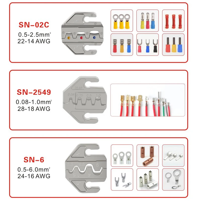 Herramientas de alicates de electricista prensadas, herramienta de prensado, terminales eléctricos, abrazadera, Conector de prensado electrónico, juego de mordazas de mano 02C 48BS