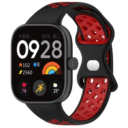 Breathable Silicone Strap Replacement Band Accessory for Redmi Watch 4 5 6 (Black Red)