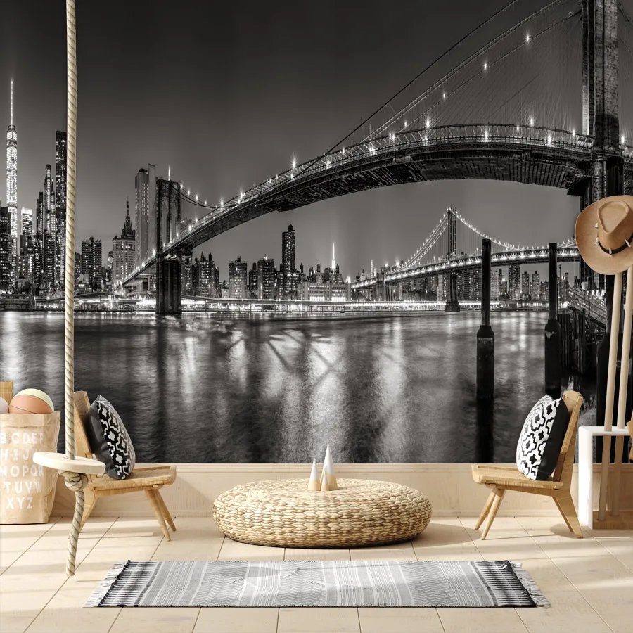 New York City At Night Black And White Wallpaper