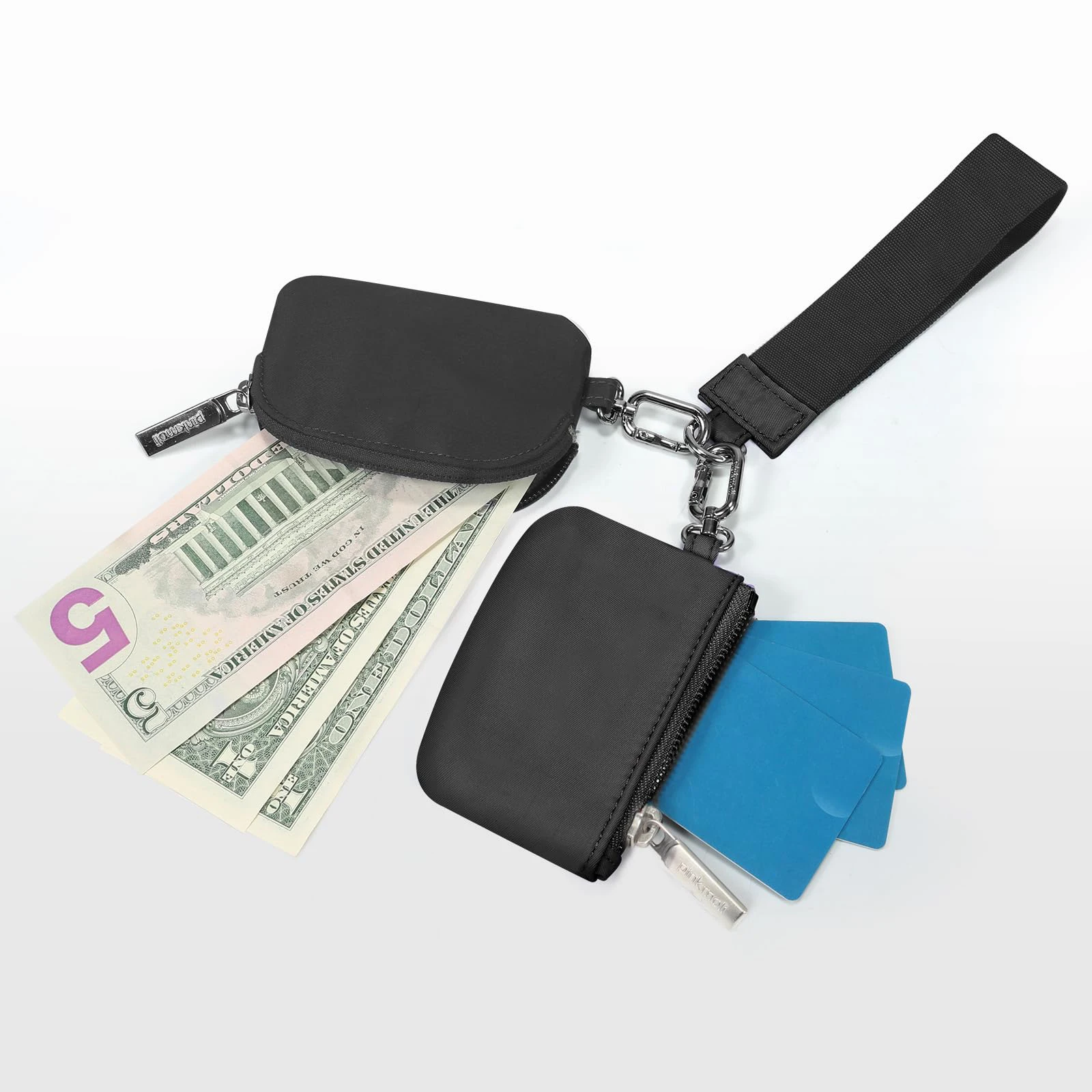 Keychain Wallet - Mini Zip Around Wristlet Wallets with Detachable Dual Pouch - Ideal Portable Coin Purse for Women and Men 3