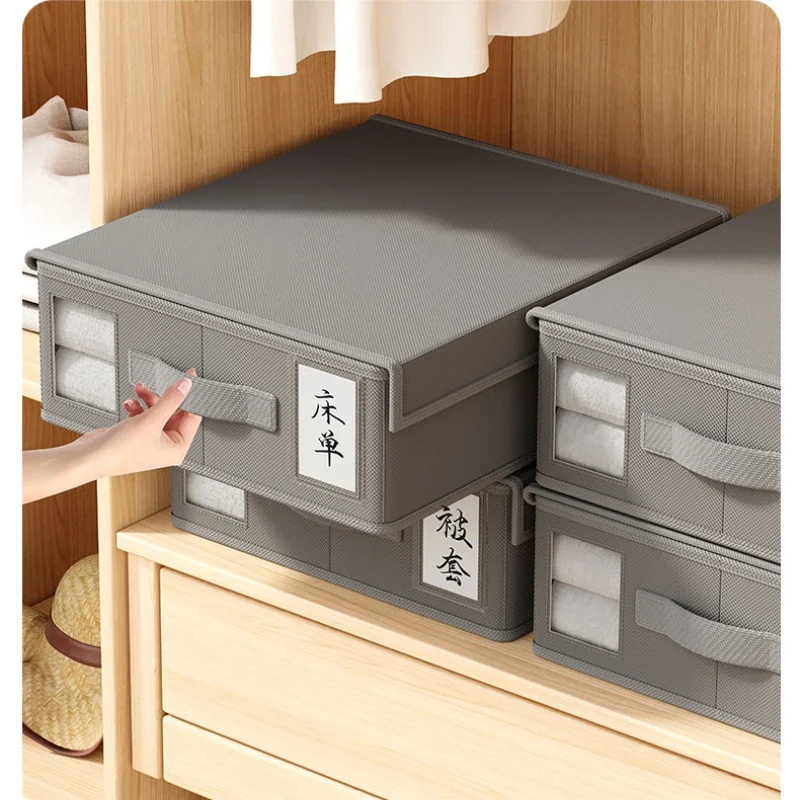Creative Bed Sheet Storage Box Clothing Fabric Sheet 4-piece Organizer Wardrobe Blanket Quilt Cover Non-woven Storage Box 6