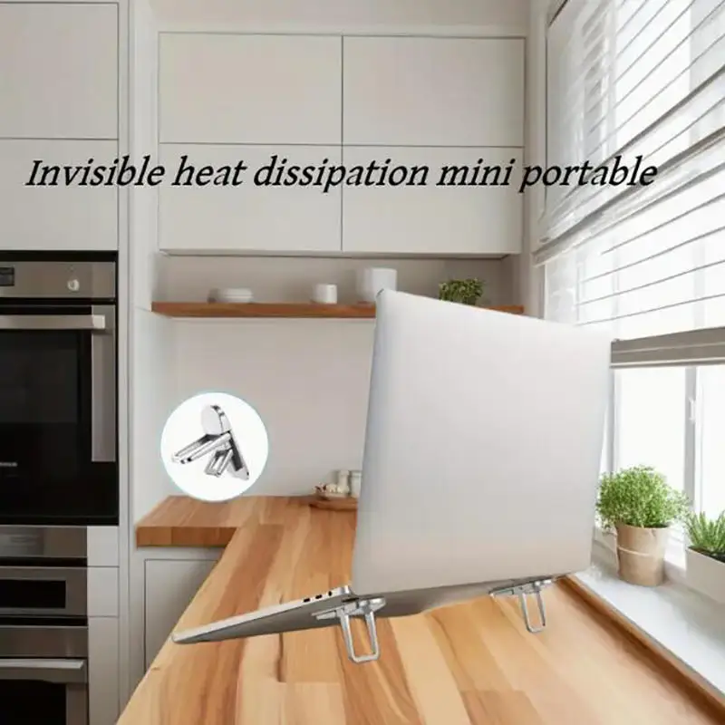 2PCS Laptops Stands Portable Computer Keyboards Stand for Desk Self-Adhesive Invisible Laptops Feet Foldable Laptops Stand