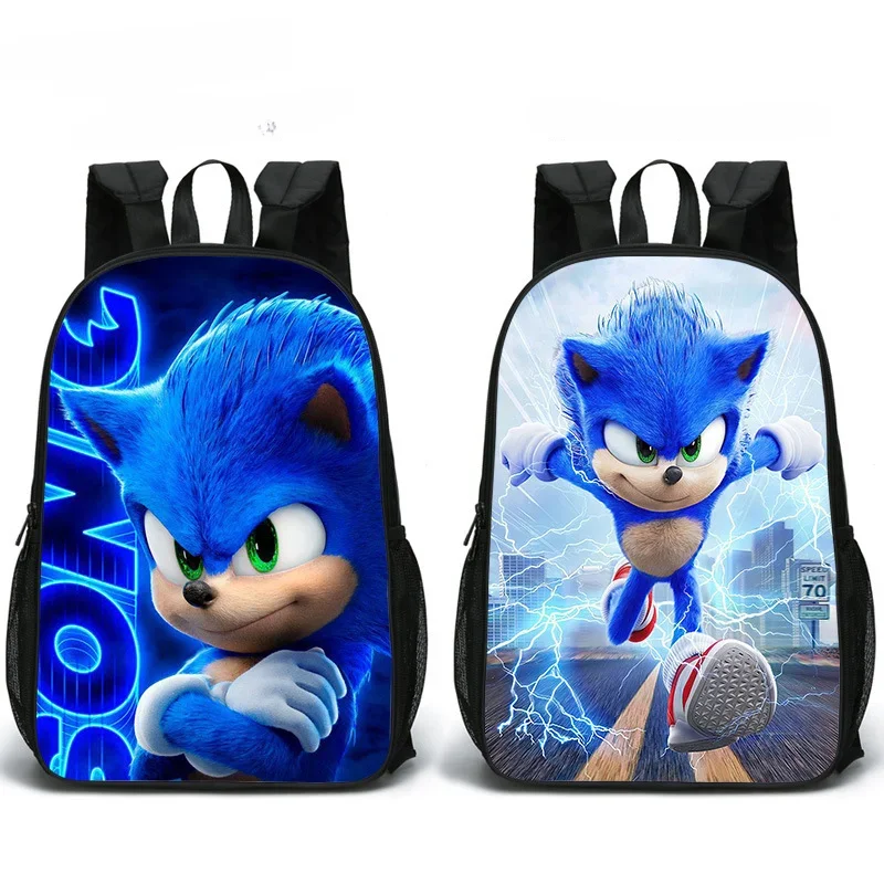 

3D Printing Double-sided Schoolbag Sonic Primary School Backpack Students Schoolbag Boys Girls Anime Cartoon School Bag Mochila