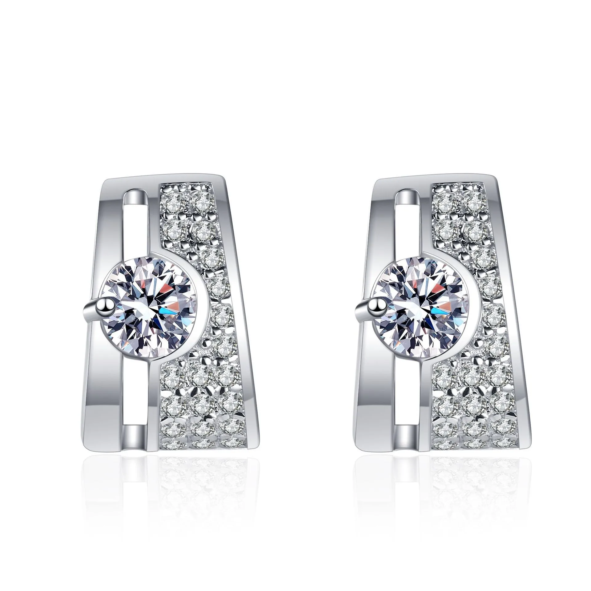 

AZ462-ELefei Fashion Luxury Elegant 0.6 Diamond-set Moissanite Classic Rectangle Earring For Women 925 Silver Party Jewelry Gift