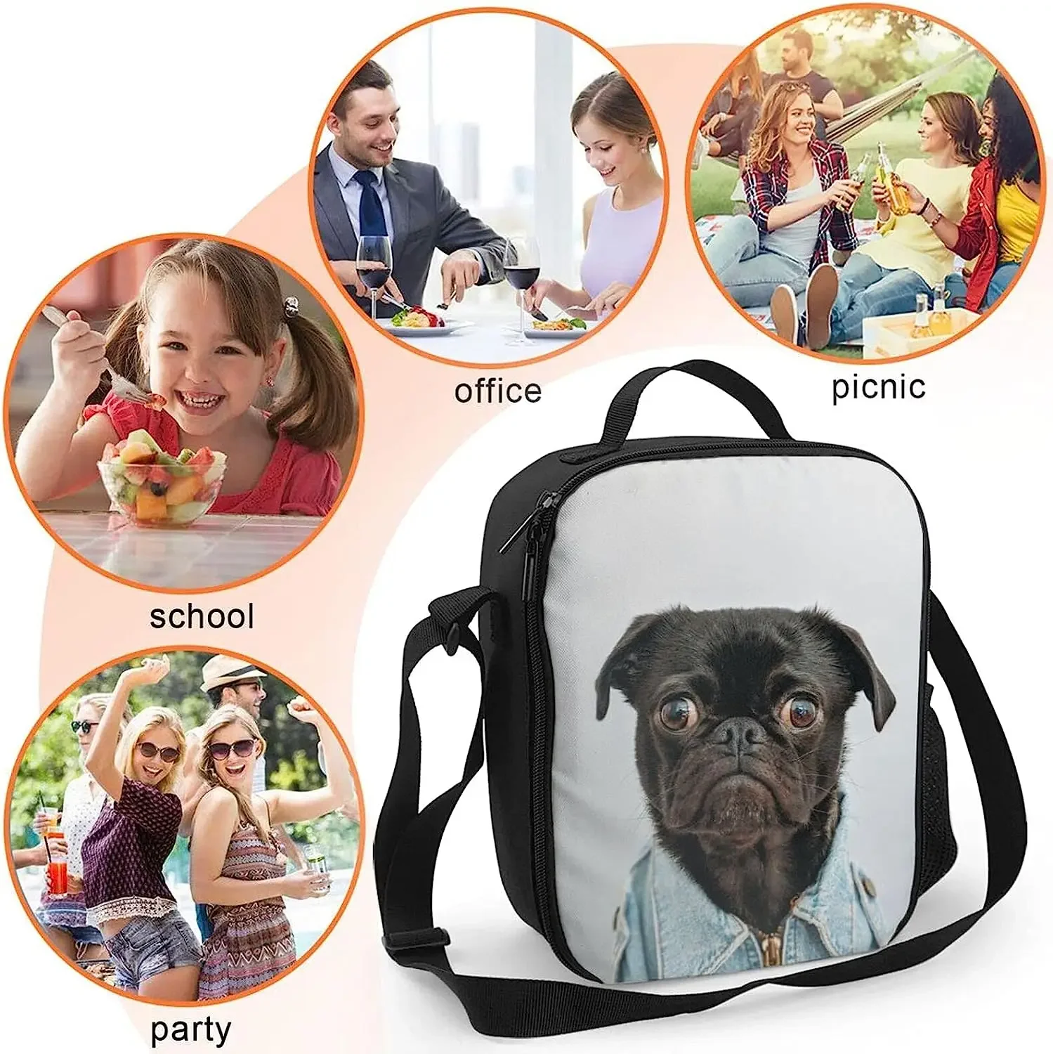 Personalized Thermal Lunch Box for Women Kids Lunch Bag with Container Insulated Tote Cooler Bag for Office Picnic