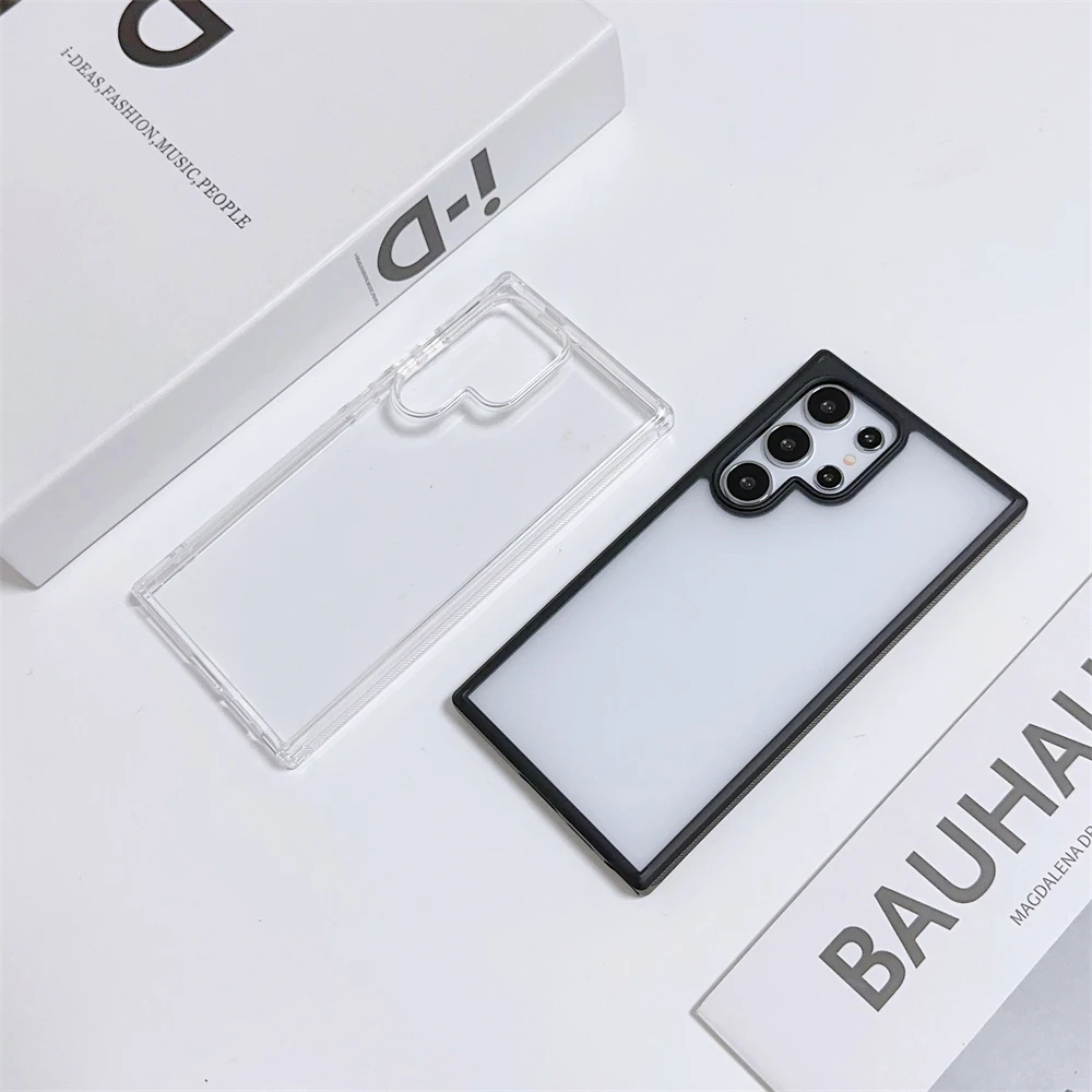 

Translucent Matte Case for Samsung Galaxy S24 Ultra S24Plus Hard Back Soft Bumper Anti-Fingerprints Shockproof Cover